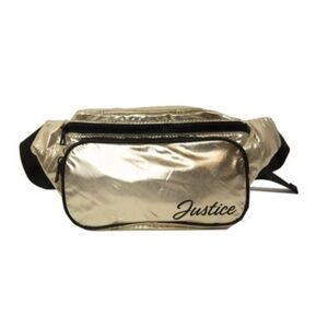 Justice Metallic Gold Belt Bag with Black Trim
